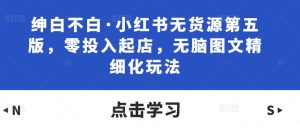 绅白不白·小红书无货源第五版,零投入起店,无脑图文精细化玩法|淘骐网赚资源库