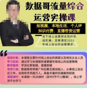 数据哥流量综合运营实操课:短视频、本地生活、个人IP知识付费、直播带货运营|淘骐网赚资源库