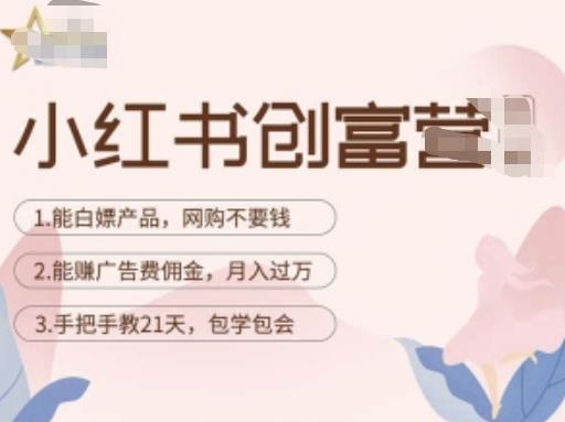 小红书创富营-教小红书带货,陪跑21天,教你赚广告费佣金,月入过万|淘骐网赚资源库