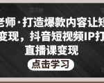 不韦老师·打造爆款内容让短视频快速变现,抖音短视频IP打造及直播课变现|淘骐网赚资源库
