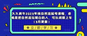 久久疯牛2023年纯自然流起号课程，老杨是把自然流玩明白的人，可以闭眼上车（3月更新）|淘骐网赚资源库