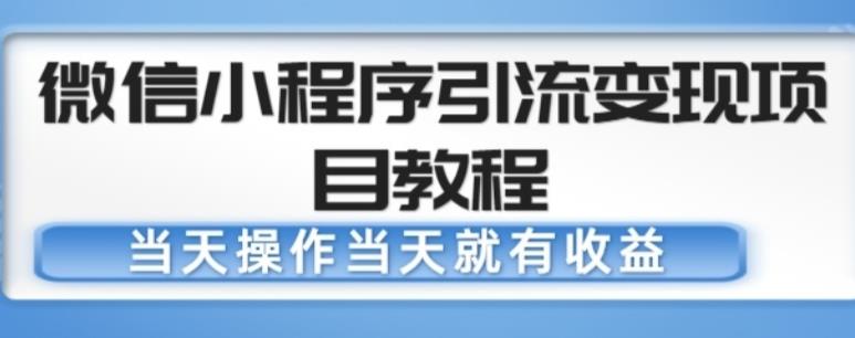 微信小程序引流变现项目教程,当天操作当天就有收益,变现不再是难事|淘骐网赚资源库