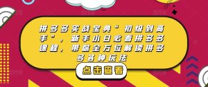 拼多多实战宝典“初级到高手”,新手小白必看拼多多课程,带你全方位解读拼多多各种玩法|淘骐网赚资源库