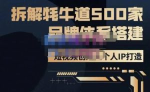 牛牛·500家餐饮品牌搭建&短视频深度解析，拆解牦牛道500家品牌体系搭建|淘骐网赚资源库