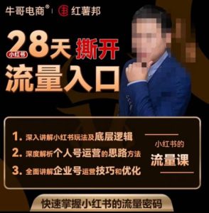 牛哥电商红薯邦28天撕开小红书流量入口,小红书运营系列课,快速掌握小红书的流量密码|淘骐网赚资源库