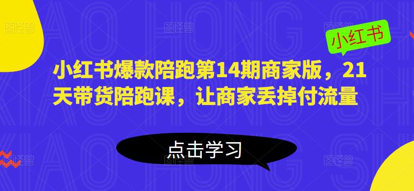 小红书爆款陪跑第14期商家版，21天带货陪跑课，让商家丢掉付流量|淘骐网赚资源库