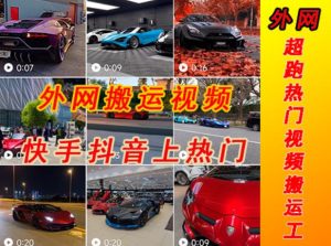 外面收费398元外网超跑豪车汽车视频搬运至快手抖音上热门项目，只需一步手机就可以操作|淘骐网赚资源库