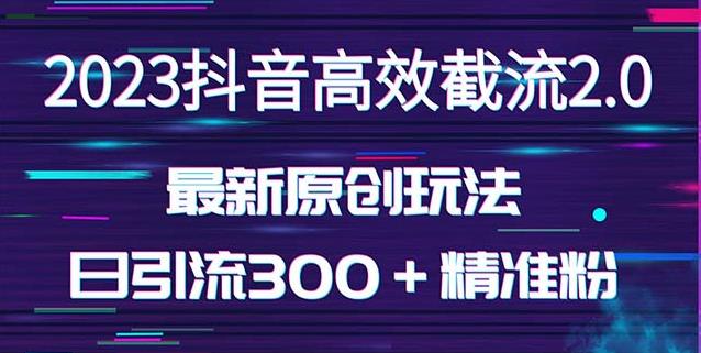 日引300+创业粉,独家抖音高效截流2.0玩法(价值1280)|淘骐网赚资源库