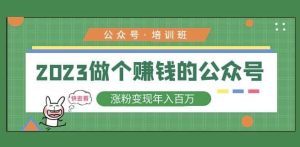 2023公众号培训班,2023做个赚钱的公众号,涨粉变现年入百万!|淘骐网赚资源库