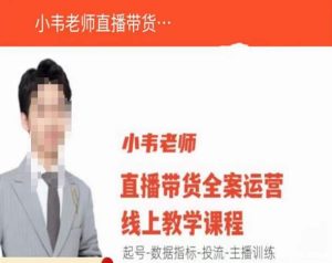 小韦老师直播带货运营线上教学,起号-数据指标-投流-主播训练|淘骐网赚资源库