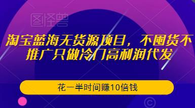 淘宝蓝海无货源项目，不囤货不推广只做冷门高利润代发，花一半时间赚10倍钱|淘骐网赚资源库