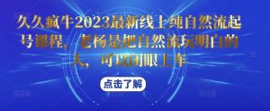 久久疯牛2023最新线上纯自然流起号课程，老杨是把自然流玩明白的人，可以闭眼上车|淘骐网赚资源库