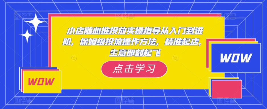小店随心推投放实操指导从入门到进阶,保姆级投流操作方法,精准起店,生意即刻起飞|淘骐网赚资源库