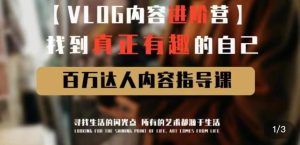 vlog内容进阶营,找到真正有趣的自己,百万达人内容指导课|淘骐网赚资源库