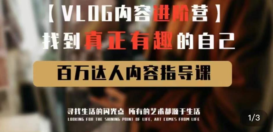 vlog内容进阶营,找到真正有趣的自己,百万达人内容指导课|淘骐网赚资源库