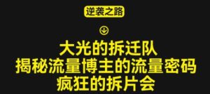 大光的拆迁队(30个片),揭秘博主的流量密码,疯狂的拆片会|淘骐网赚资源库