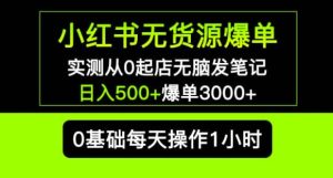 小红书无货源爆单实测从0起店无脑发笔记爆单3000+长期项目可多店|淘骐网赚资源库