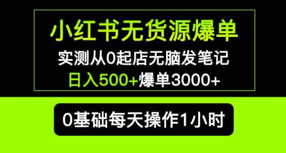 小红书无货源爆单实测从0起店无脑发笔记爆单3000+长期项目可多店|淘骐网赚资源库