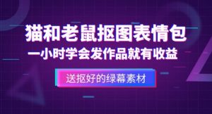 外面收费880的猫和老鼠绿幕抠图表情包视频制作教程，一条视频13万点赞，直接变现3W|淘骐网赚资源库