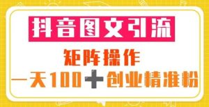 抖音图文引流矩阵操作一天100+创业精准粉(5节视频课+素材模板)|淘骐网赚资源库