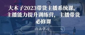 大木子2023带货主播系统课,主播能力提升训练营,主播带货必修课|淘骐网赚资源库
