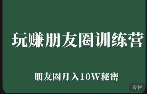 玩赚朋友圈系统课,朋友圈月入10W的秘密,7天系统图文课程|淘骐网赚资源库