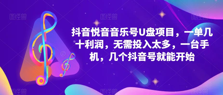 抖音音乐号U盘项目,一单几十利润,无需投入太多,一台手机,几个抖音号就能开始|淘骐网赚资源库