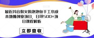 最近抖音很火的泡泡鱼手工小成本地摊创业项目，日賺500+项目课程解析|淘骐网赚资源库
