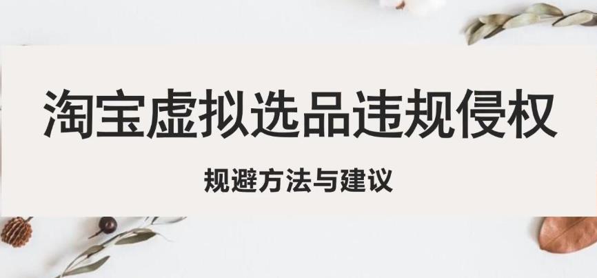淘宝虚拟违规侵权规避方法与建议，6个部分详细讲解，做虚拟资源必看|淘骐网赚资源库