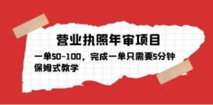 营业执照年审项目，一单50-100，完成一单只需要5分钟，保姆式教学|淘骐网赚资源库