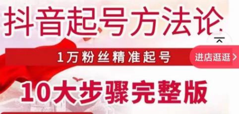 王泽旭·抖音起号方法论，​1万粉丝精准起号10大步骤完整版|淘骐网赚资源库
