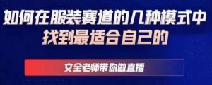 文全老师带你做直播线上课,如何在服装赛道的几种模式中找到最适合自己的|淘骐网赚资源库