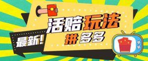 外面收费398的拼多多最新活赔项目，单号单次净利润100-300+【详细玩法教程】|淘骐网赚资源库