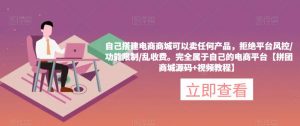 自己搭建电商商城可以卖任何产品,完全属于自己的电商平台【拼团商城源码+视频教程】|淘骐网赚资源库