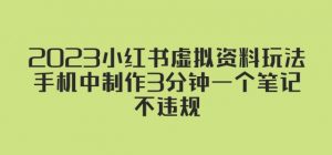 2023小红书虚拟资料玩法，手机中制作3分钟一个笔记不违规|淘骐网赚资源库