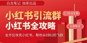 【白龙笔记】价值980元的《小红书运营和引流课》，日引100高质量粉|淘骐网赚资源库