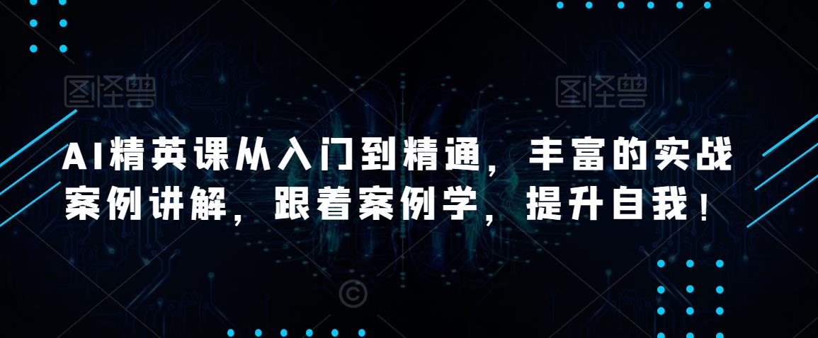 AI精英课从入门到精通,丰富的实战案例讲解,跟着案例学,提升自我!|淘骐网赚资源库