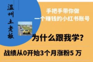 温州土老板·小红书引流获客训练营,手把手带你做一个赚钱的小红书账号|淘骐网赚资源库