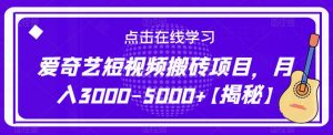 爱奇艺短视频搬砖项目,月入3000-5000+【揭秘】|淘骐网赚资源库