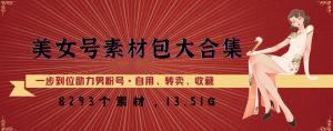 美女号素材包大合集，8000多个素材，一步到位助力男粉号！|淘骐网赚资源库