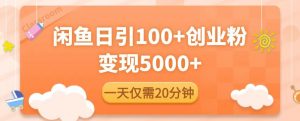 闲鱼引流精准创业粉,每天20分钟,日引流100+,变现5000+|淘骐网赚资源库