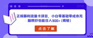 正规暴利流量卡项目,小白零基础零成本无脑照抄也能日入300+【揭秘】|淘骐网赚资源库