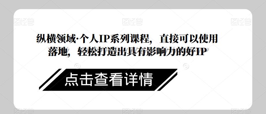纵横领域·个人IP系列课程，直接可以使用落地，轻松打造出具有影响力的好IP|淘骐网赚资源库