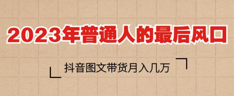 2023年普通人的最后风口,抖音图文带货月入几万,只需一部手机即可操作|淘骐网赚资源库