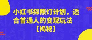 小红书探照灯计划，适合普通人的变现玩法【揭秘】|淘骐网赚资源库