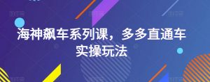 海神飙车系列课,多多直通车实操玩法|淘骐网赚资源库