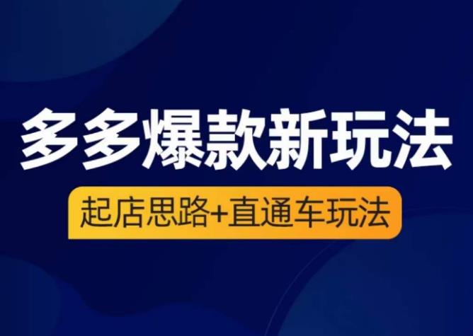 海神·多多爆款新玩法，​起店思路+直通车玩法（3节精华课）|淘骐网赚资源库