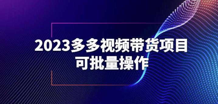 2023多多视频带货项目,可批量操作【保姆级教学】【揭秘】|淘骐网赚资源库