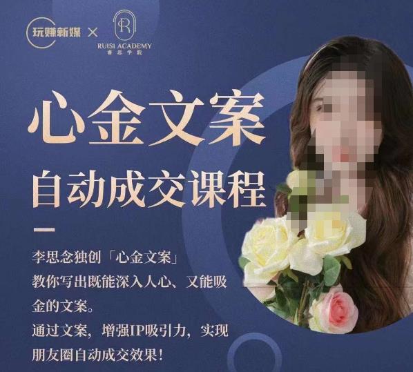 心金文案自动成交课程，教你写出既能深入人心又能吸金的文案，实现朋友圈自动成交效果|淘骐网赚资源库
