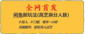闲鱼新玩法(高芝麻分人脉)0投入0门槛,每天一小时,轻松月入过万【揭秘】|淘骐网赚资源库